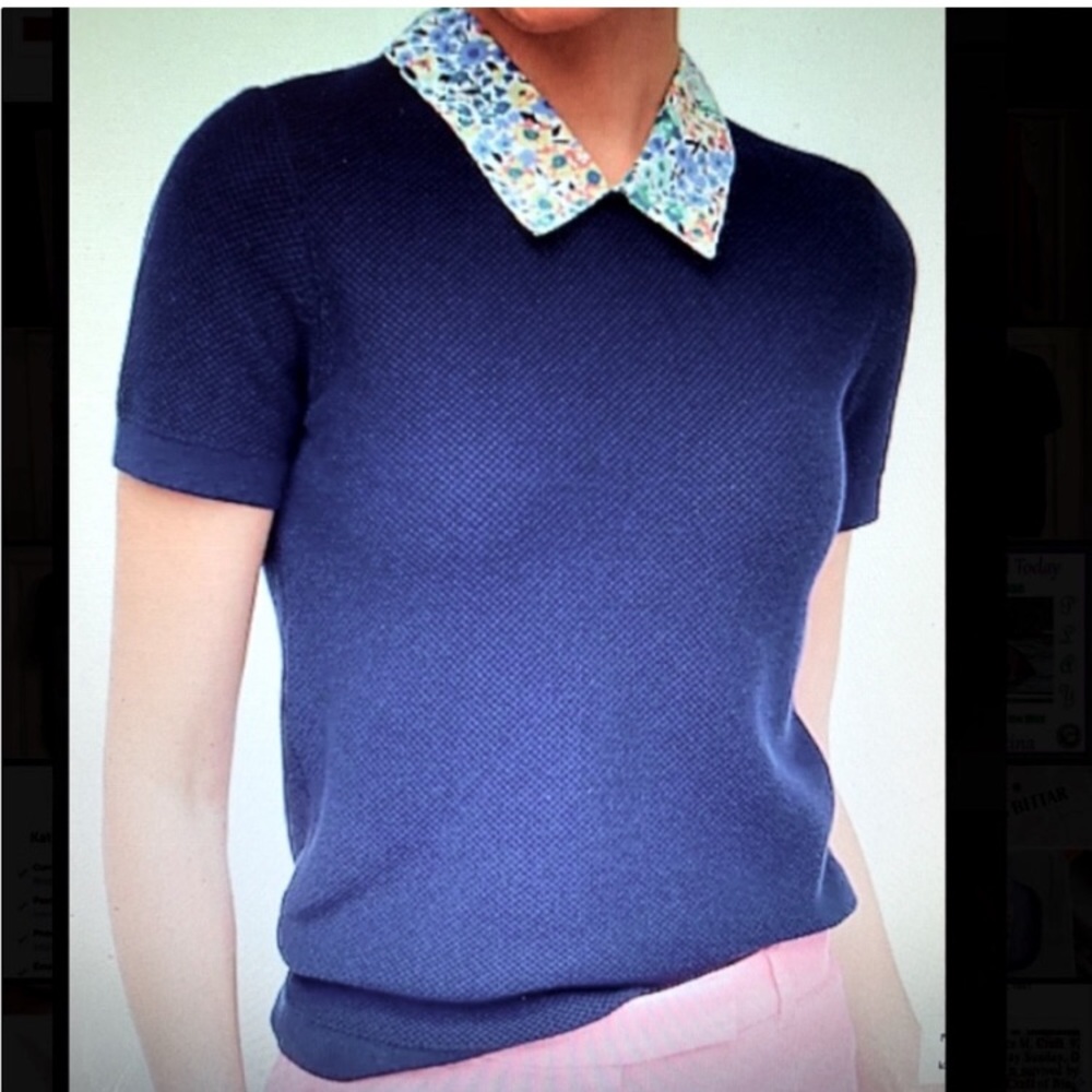 J.Crew shortsleeved top with floral collar.